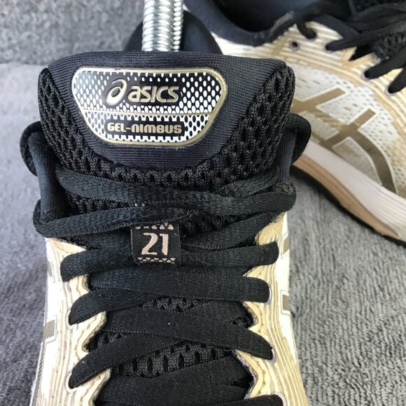 Asics Gel-Nimbus 21 Platinum White/Frosted Almond Women's Sz 8 - Picture 4 of 13